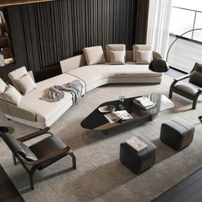 Minotti 米洛提现代沙发茶几组合 沙发墩